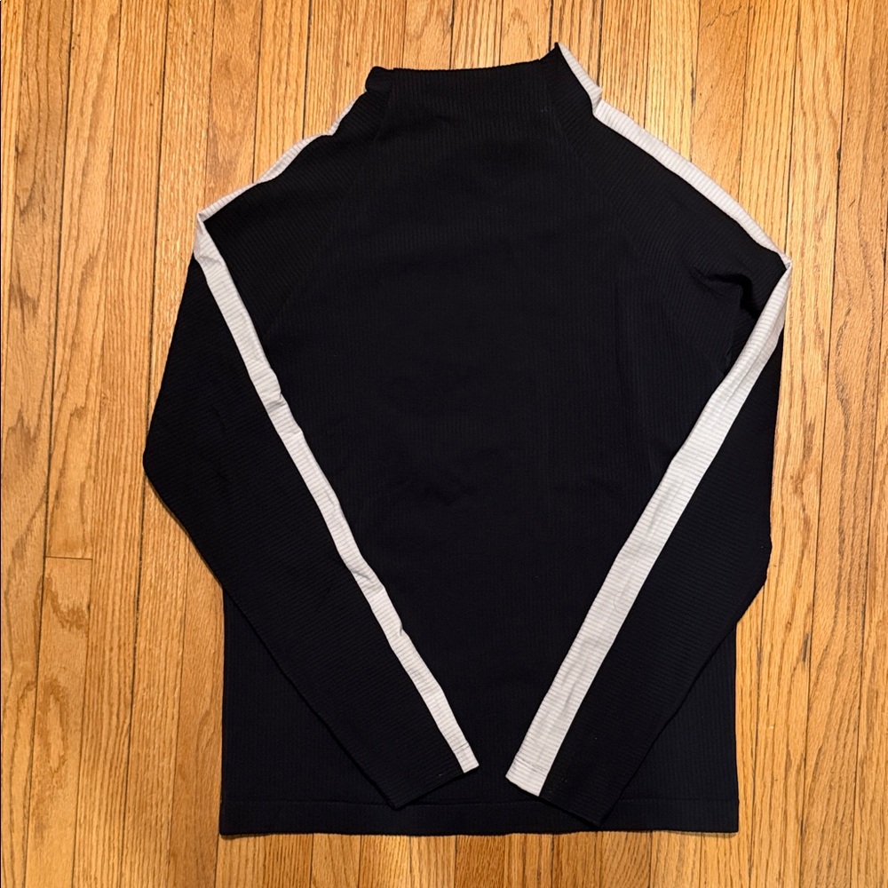Athleta Ribbed High Neck Dark Navy with White Accents